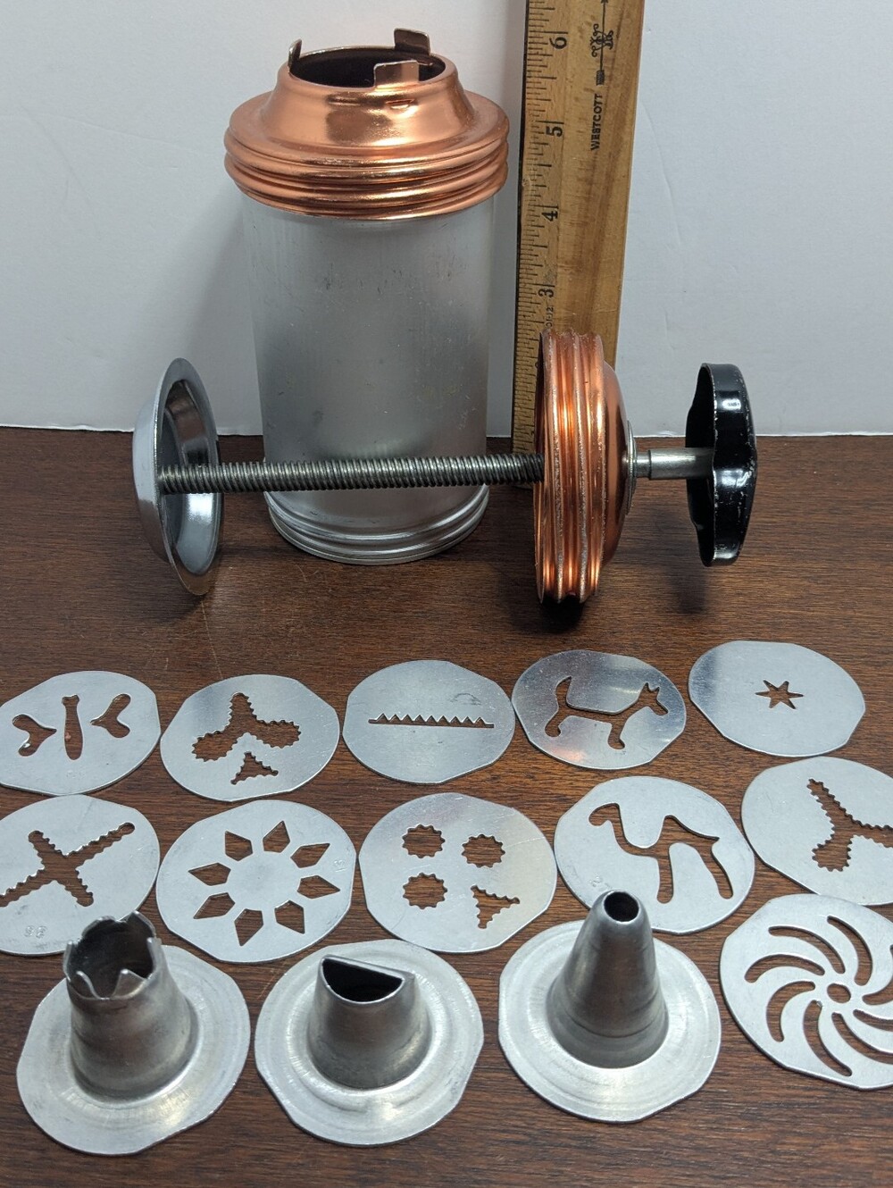 Mirro Cooky-Pastry Kit Cookie Press Set 15pc Metal Silver/Copper w/ Handle